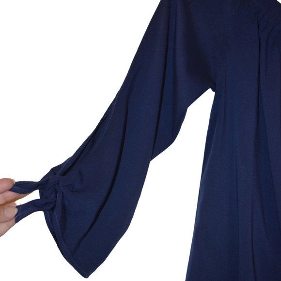 Michael Stars Open Shoulders Flare Mini Dress 3/4 Sleeves with Slits on Ties S - Picture 4 of 7